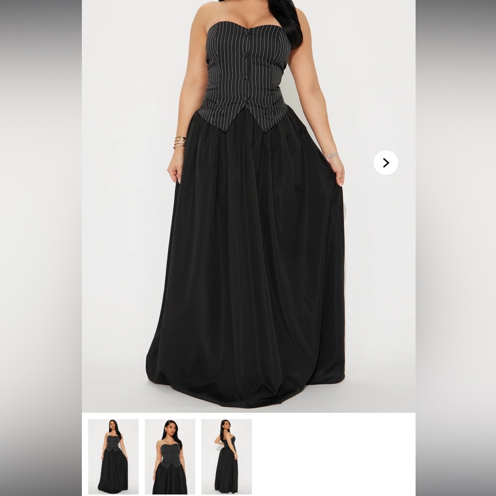 Heidi Pinstripe Drop Waist Maxi Dress - Black